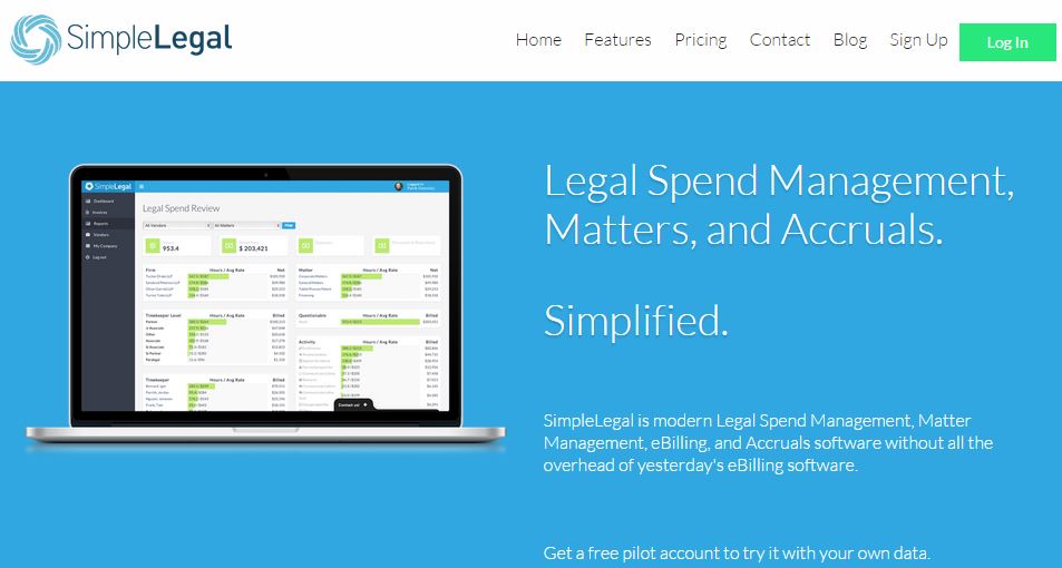 SimpleLegal  - An advanced Software for Managing Legal Matters, e-billing and Accruals